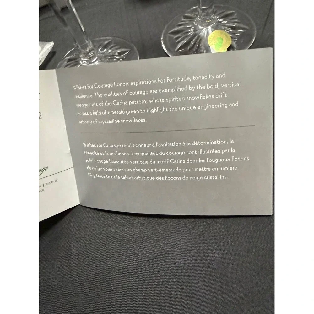 Waterford Snowflake Wishes Courage Crystal Champagne Flutes Pair Unused w/ Box